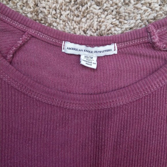 Super Soft Ribbed Purple Long Sleeve - AE XS - Picture 2 of 3